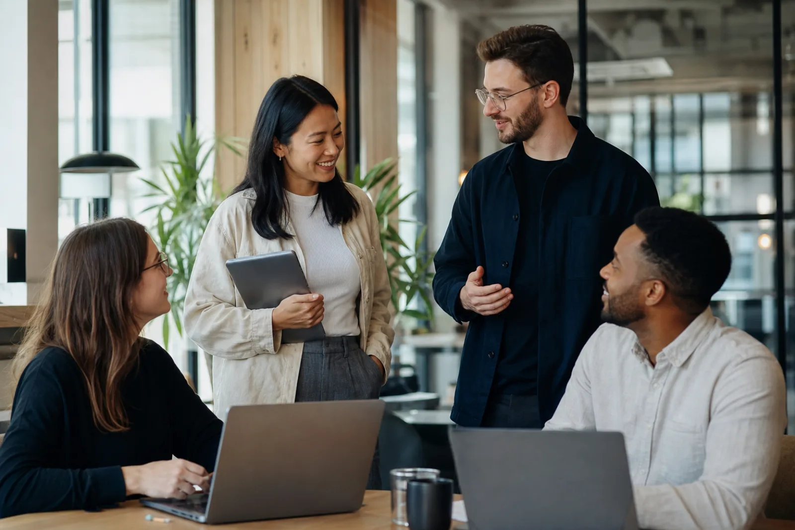 Members of the FlyClaim team collaborating at the office